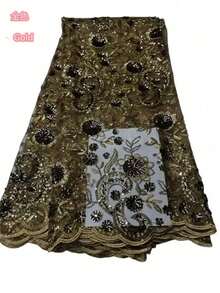 优雅柔软的薄纱亮片蕾丝时尚刺绣面料 2026 绿色 高品质非洲蕾丝派对婚纱礼服 最新精致设计 1码/5码 - A - 查看 10