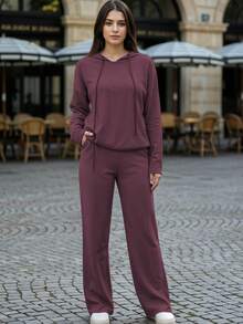 女士两件套服装 - 條紋葡萄酒 - 查看 2