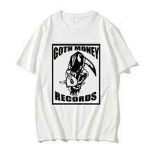 Camiseta con estampado de registros de dinero gótico, camisetas gráficas de calavera para hombres, camisetas de manga corta vintage góticas, camisetas de hip hop para hombres - Blanco - Ver 1