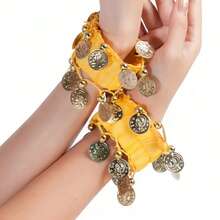 1对肚皮舞手链，波西米亚风硬币流苏弹力手链，服装配饰，万圣节装饰，派对用品 - 彩色 - 查看 4