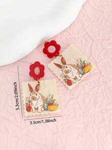 1 Pair Fashionable & Cute Rabbit Design Easter Earrings, Suitable For Party And Daily Wear - Multicolor - View 3