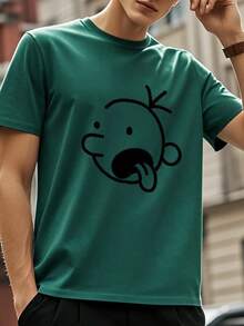 Camiseta de Cuello Redondo Simple y Estilosa, Ropa Casual Versátil para Hombres, Adecuada para Diversas Ocasiones - Verde oscuro - Ver 7