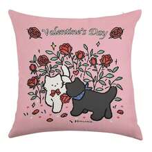 1PCS Vecna's Curse Textured Pillow Sham - Linen LookBlack & White Puppies In Rose Bush Valentine's Day Art Print-Christmas Themed Print Pillowcase - Linen-Like Fabric - Small/Medium/Large Specs - Soft & Skin-Friendly - Must-Have Home Item - Elegant Christmas Gift-Decorative Linen Look, Envelope Closure - 白色 - 查看 7
