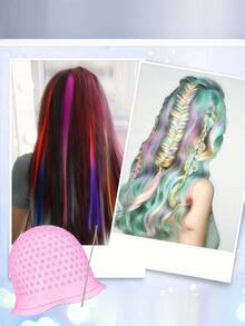 Bộ mũ nhuộm tóc tái sử dụng kèm móc kim loại, dụng cụ tạo kiểu chuyên nghiệp và phụ kiện cho tóc thường, bộ dụng cụ nhuộm tóc nhẹ. - Nhiều màu - Xem 2