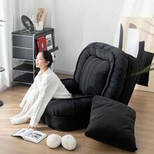 LouannTatami Foldable Lazy Sofa Bed Floor Chair - Adjustable Human Dog Bed Adults Kids Floor Seats - Cozy Small Couch Home Living Room (Green) - 黑色 - 查看 5