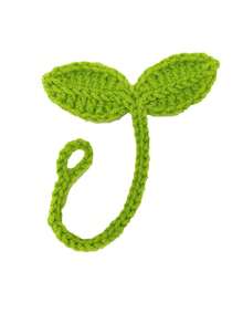 1pc Handmade Crochet Knitted Dual Leaf Backpack Pendant, Multifunctional Woven Leaf Bookmark, Earphone & Cable Organizer - Multicolor - View 7