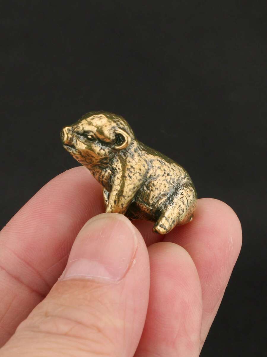Antique Bronze Vintage Wealth-Attracting Pig Figurine - Retro Zodiac Pig Bronze Ornament Craft, Suitable For Personal Collection, Best Gift - Brass Pig - View 1