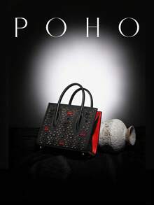 POHO Brand Luxury Women's Handbag Co-Branded Letter Small Tote Bag - CL - Black & Red - Black - View 6