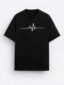 Camiseta de moda para hombre con estampado pintado a mano y hombros regulares Camiseta creativa para hombre, camiseta informal de manga corta y cuello redondo, ropa de hombre para el verano al aire libre - Negro - Ver 11