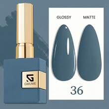 GMUME 16毫升深灰蓝色凝胶指甲油，编号036，冷调灰蓝色，冬日雪之女王美甲，可卸UV/LED凝胶指甲油，三步沙龙品质，大容量 - 霧霾藍 - 查看 12