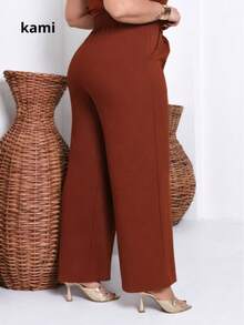 Plus Size Pantalona Duna Feminina - Rust Brown - View 2