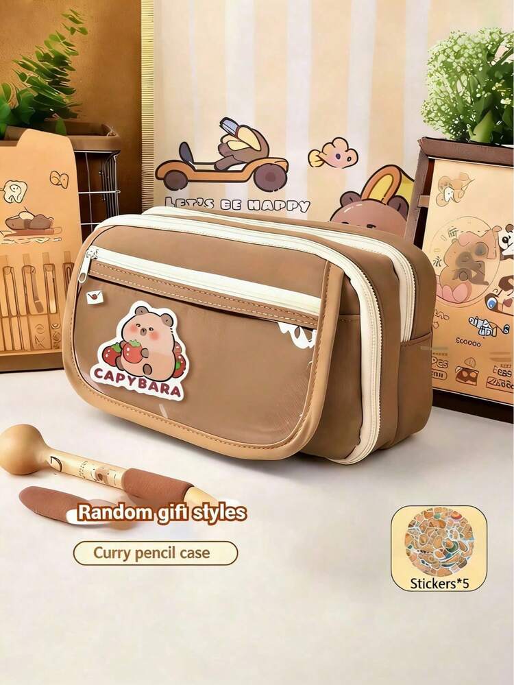 文具袋、铅笔盒、大容量铅笔袋、便携式铅笔袋、文具盒、化妆包、适合工作场所、教育机构、青年、女孩和成人的旅行礼物、返校礼物 - 彩色 - 查看 19