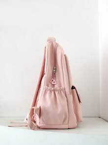 New Back To School Casual Short Trip Backpack, Large Capacity Fits Laptop, Fashion Versatile Commuter Backpack Set - Pink - View 2