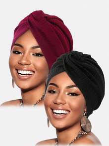 2pcs Women's Knotted Headband, Turban, Pleated Hat Headscarf, Suitable For Spring, Autumn And Winter - Multicolor - View 12