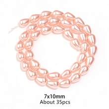 1件水滴形玻璃珍珠优雅珠宝项链串珠饰品，时尚仿珍珠项链 - 粉色 - 查看 12