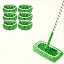 Set Of 6 Green Microfiber Mop Pads​ – Highly Absorbent And Reusable For Flat Mops On Hardwood, Tile, And Laminate Floors - A - Xem 5