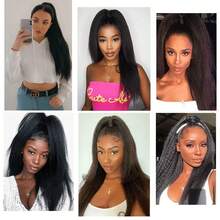 Drawstring Kinky Straight Human Hair Ponytail Extensions With Clips Afro Yaki Brazilian Hair #1B Clip In Pony Tail Extensions - Natural Black - View 8