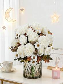 1 pezzo profumo artificiale di rose, crisantemi a palla e margherite, piante finte, fiori artificiali, decorazione per profumo, materiali per corone, accessori per scatole di caramelle, fiori per il petto, materiali per fasce, accessori per feste di compleanno, decorazione per la casa, profumo da sposa, decorazione per matrimoni, decorazione per la camera da letto, accessori per la cucina, ristorante, decorazione per la camera da letto - Bianco - Visualizzare 7