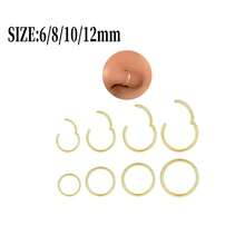 金鼻环 - 超细18号（6mm/8mm/10mm/12mm）鼻环 - 女士小巧18K镀金鼻部穿孔饰品 - 手工鼻环 - 可直接作为礼物赠送，适用于鼻孔、鼻中隔、耳软骨、耳廓、耳屏、耳廓、唇部、耳垂等部位的穿孔，316L不锈钢铰链式无缝耳环 - 彩色 - 查看 16