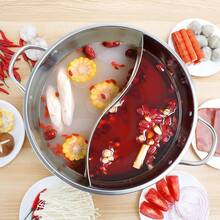 Stainless Steel Double Layer Grid Design Covered Double Flavor Hot Pot With Strainer, Thickened And Deepened Design, Odorless, Heat Resistant, Non-Stick And Rustproof, Suitable For Christmas, New Year, And Family Gatherings - Nồi áp suất 30cm có nắp và nồi chia ngăn + muỗng có lỗ - Xem 9