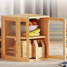 2-Tier Bread Box Kitchen Counter Corner Bread Keeper Bamboo Wood Bread Storage Container With Door - Wood Color - View 2