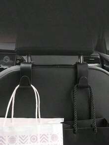 2pcs Car Seat Back Hooks, Vehicle Headrest Hanger Holder Hook For Purse, Grocery Bag - Black - View 1