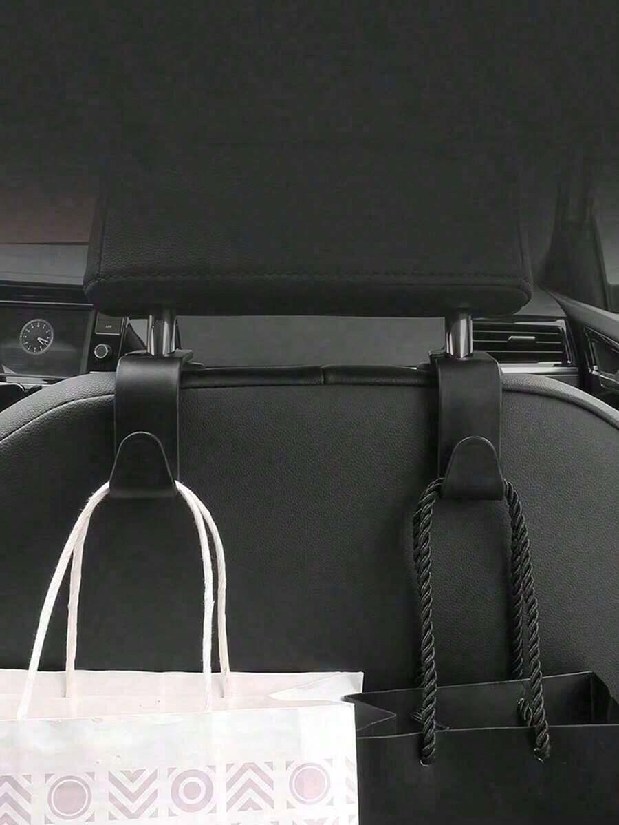 2pcs Car Seat Back Hooks, Vehicle Headrest Hanger Holder Hook For Purse, Grocery Bag - Black - View 1