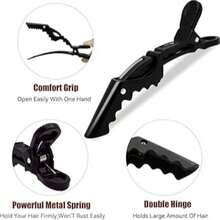 5pcs Professional Salon Hair Clips - Strong Grip Alligator Clips For Hair Straightening, Cutting, Coloring & Styling, Ideal For Salon, Home & DIY Use - 黑色 - 查看 5