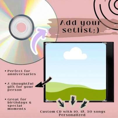 1pc Custom Photo And Mixtape CD - Personalized Photos & Songs Up To 5 Burned Disc With High-Gloss Cover Art, Unique Gift For Mother's Day, Father's Day, Valentine's Day, Graduation, Anniversaries, Birthdays, Couples, Best Friends, 90s Nostalgia Lovers, Christmas Gift, Ready-To-Play In All CD/DVD Drives, Gift For Him, Gift For Her