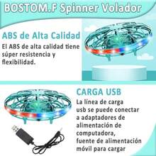 Spinner Volador Pelota Voladora Juguete para s 5+ Años Flying Ball al Aire Libre Dron para s con USB Boomerang Pelota Flotante con LED Luz Regalo para Cumpleaños - Verde - Ver 4