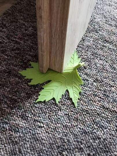 Cute Minimalist Leaf-Shaped Door Stopper, Artist Home Decor & Practical Tool, Anti-Collision Anti-Pinch Wind Stopper, Sturdy Rubber Door Seal, Suitable For 3mm-13mm Door Gaps, Applicable To Living Room Bedroom Bathroom, Unique Home Decor, Green Plastic Metal Material