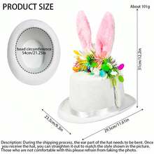Easter Women Top Hat, Colorful Cute Bunny Ear Hat Sequins Tinsels Jazz Hats Wide Brim Hat - 白色 - 查看 5
