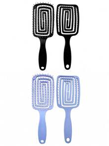 Elegant Hollow Round Hair Comb, Pink Handle, Made Of ABS Material, Curved Bristles, Can Create Voluminous Hairstyles And Massage Scalp, Lightweight And Easy To Brush, Suitable For Thick Hair And Daily Hair Care. - Multicolor - View 16