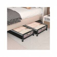 1/2*Underbed Storage Box On Wheels Lid Under Bed Sofa Portable Dustproof Organiz - Black - View 6