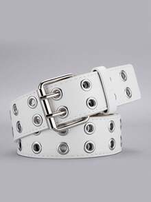 3pcs Fashionable Double Row Eyelet PU Needle Buckle Unisex Waist Belt, Streetwear Versatile Jeans Belt, Suitable For Daily Wear, Dates, Parties, Holidays, Gifts - A - View 8