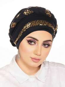 1件刺绣编织头巾 | 穆斯林头巾帽，多色套头帽，布料材质，可调节，透气，建议手洗 - 顏色 - 查看 6