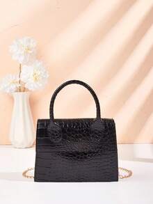 1 件女士鳄鱼纹压花手提包，链条肩带斜挎方包，时尚简约，适合日常使用和聚会，是理想的礼物之选。 - 彩色 - 查看 15