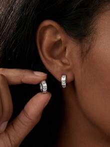 1 Pair S925 Sterling Silver Simple Heart Diamond Earrings, Casual Women's Earrings, High-End Jewelry Gift, Suitable For Daily Wear - Heart Diamond Earrings - View 1