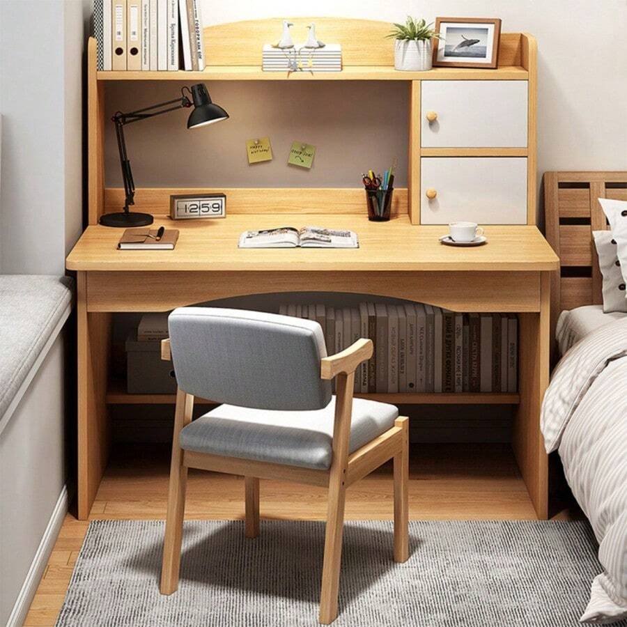 Mesa de estudio auxiliar para PC de casa - Roble - Ver 1