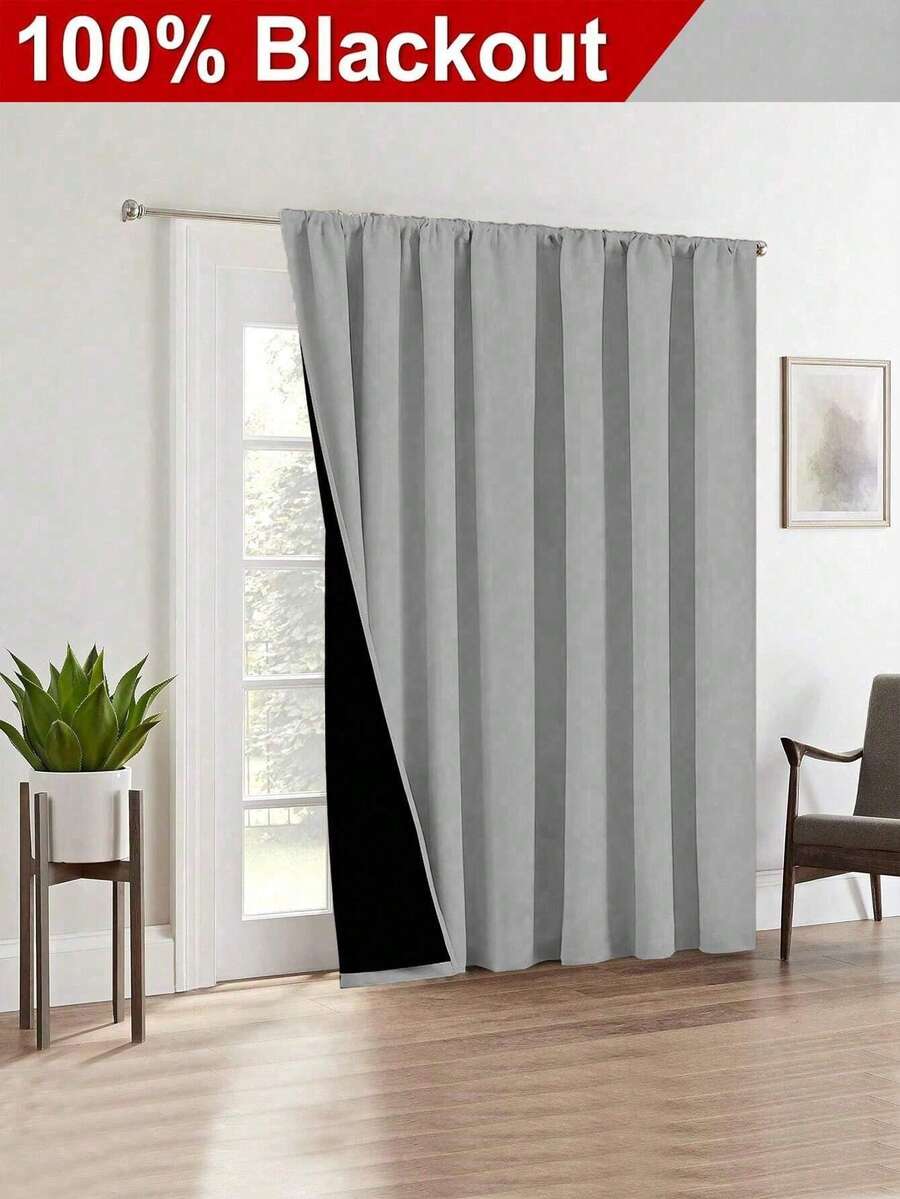 2片装99%紫外线阻隔遮光窗帘 - 隔热保温，带金属环，未漂白梭织面料，卧室艺术主题，涂层遮光隔热，降噪 - 适用于卧室、农舍和学校，有助于深度睡眠，100克/平方米 - 2pcs - 查看 1