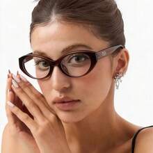 1pc Fashionable & Versatile TR Non-Prescription Glasses Glasses, Slimming & Elegant - Maroon - View 1