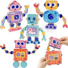 Juguetes de Robots para Niños 3-5 Años, Montessori de Madera para Armar, 28 Piezas, Juguete Educativo Stem para Desarrollar Motricidad Fina, Regalo para Niños y Niñas,40996118 - Multicolor - Ver 1