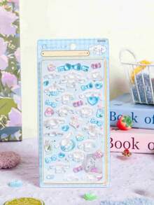 可爱清新的八月主题布丁狗和肉桂狗粉色和红色新款3D水晶手机壳贴纸卡通迷你场景贴纸3D装饰工艺手工贴纸无需裁剪学习用品返校季 - 彩色 - 查看 12