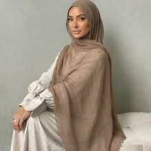 1pc Viscose Solid Color Muslim Headscarf, Fashionable Breathable Lightweight Shawl, Vintage Casual Versatile Scarf For Women, Suitable For All Seasons - Multicolor - View 5