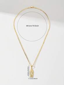 1件欧美经典铜镶嵌锆石小号瓜达卢佩圣母玛利亚吊坠项链，限量版，适合作为圣诞节/感恩节/万圣节/母亲节/情人节礼物送给情侣/朋友/教父母，也适合天主教初领圣体、日常及节日佩戴祈祷。 - 金黃色 - 查看 7