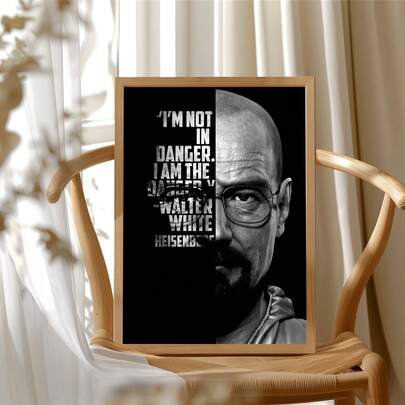 1pc Frameless Breaking Bad TV Show Poster Walter White Portrait Art Print Canvas Wall Decor For Room, Dorm Essentials, Birthday Gift, Party Decoration, Vintage Pop Culture Bedroom Decor, Aesthetic Room Decor, Prints For Wall, College Dorm Room Essentials, Home Decoration Bedroom, TV Fan Memorabilia, Unique Wall Art Gift, Minimalist Series Art, Geek Culture Decor, Cool Home Decor, Movie Night Decor.