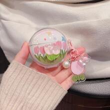 3D Tulip + Pendant Suitable For HUAWEI Freebuds 5i/6i/7i Bluetooth Earphone Case Protective Cover, SE2/3 Earphone Case, Minimalist Transparent Pro 3/Pro 4/SE 4 - Three-dimensional Tulip - View 3