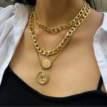 一套复古海盗配饰 | 硬币吊坠项链和厚重装饰品，适合珠宝、服装、派对、嘉年华 - 纯金属 - 彩色 - 查看 4