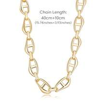 Chunky Gold Necklace 18k  Plated Chunky Chain Link Necklace For Women Long Statement Necklace For Women Adjustable Length 50+10CM - Style-B - 查看 7