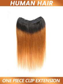 V-Shaped Hairpiece Clip In Human Hair Extensions Full Head Straight Invisible Wire Hair Extensions For Women T1B/30 - S1/30 - View 4
